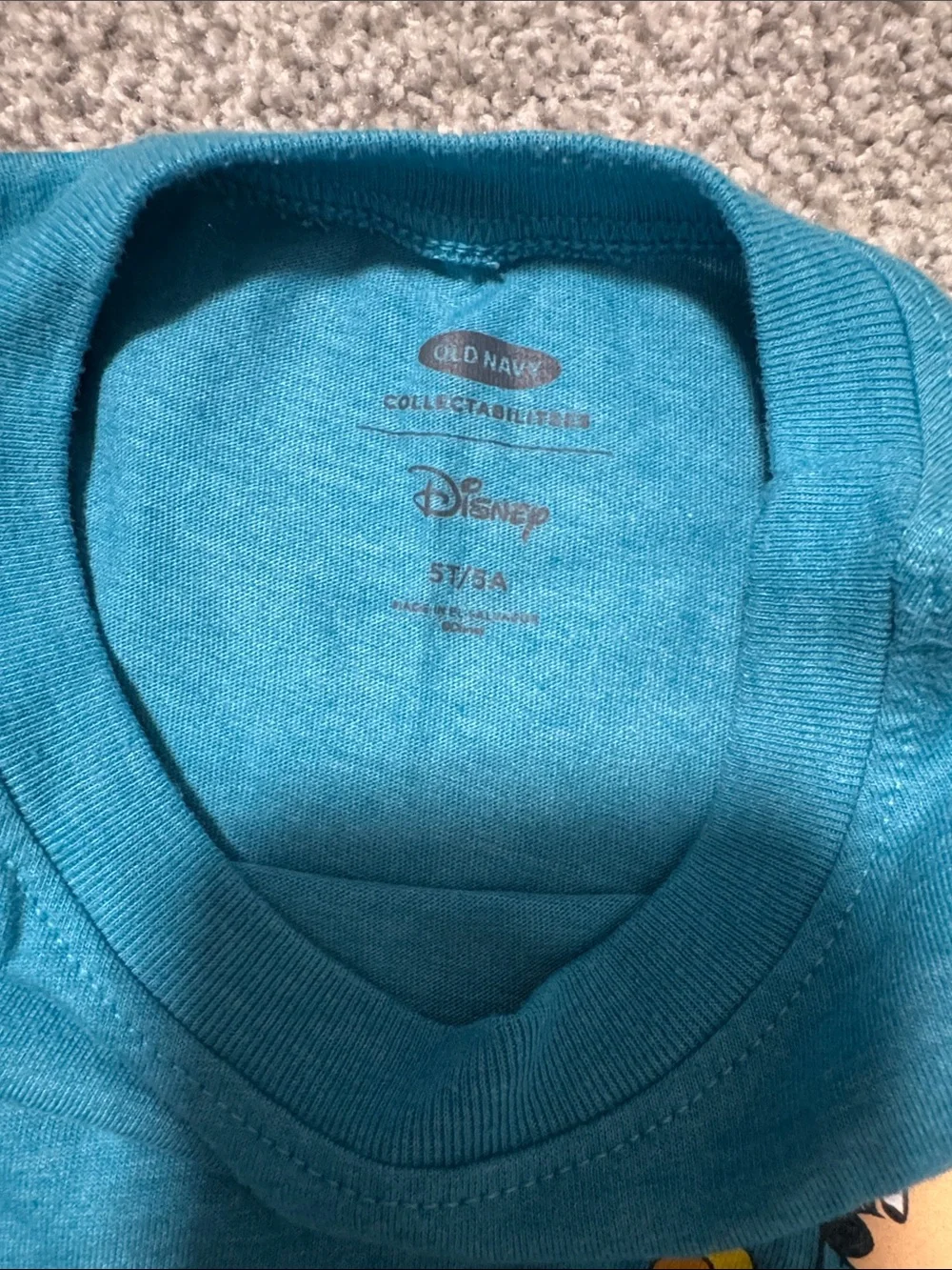 Old Navy Teal Blue Mickey Mouse Graphic Short Sleeve Tee